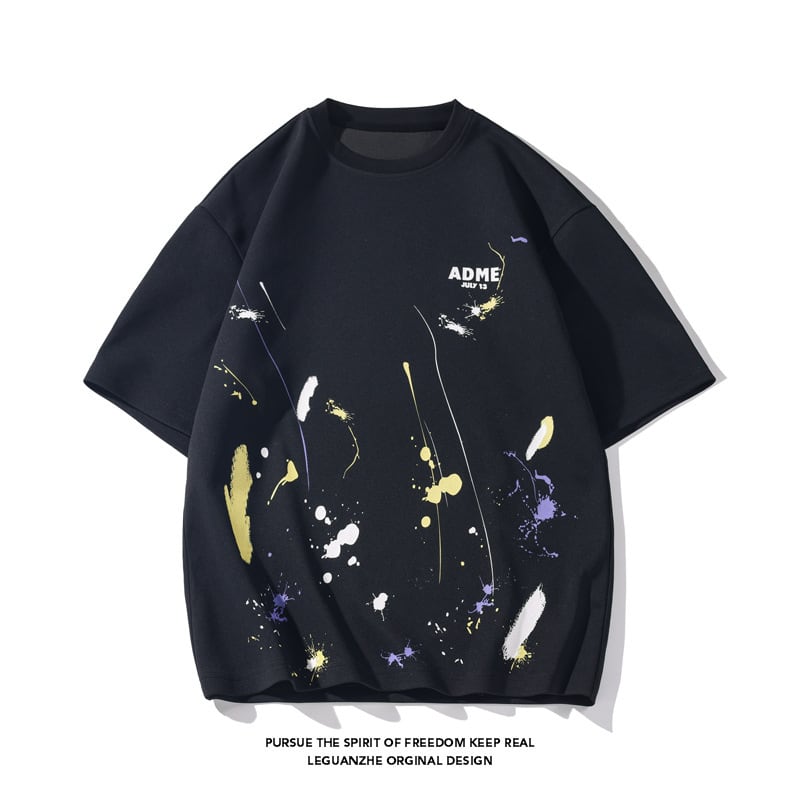 【BIGEMANシリーズ】カジュアル 半袖 Tシャツ 男女兼用 メンズ 大きいサイズ 落書き 2カラー トップス