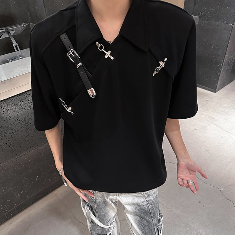 【ZHUIYIシリーズ】半袖Tシャツ トップス メンズ レディース 2色展開 デザイン性あり おしゃれ カジュアル 黒 白