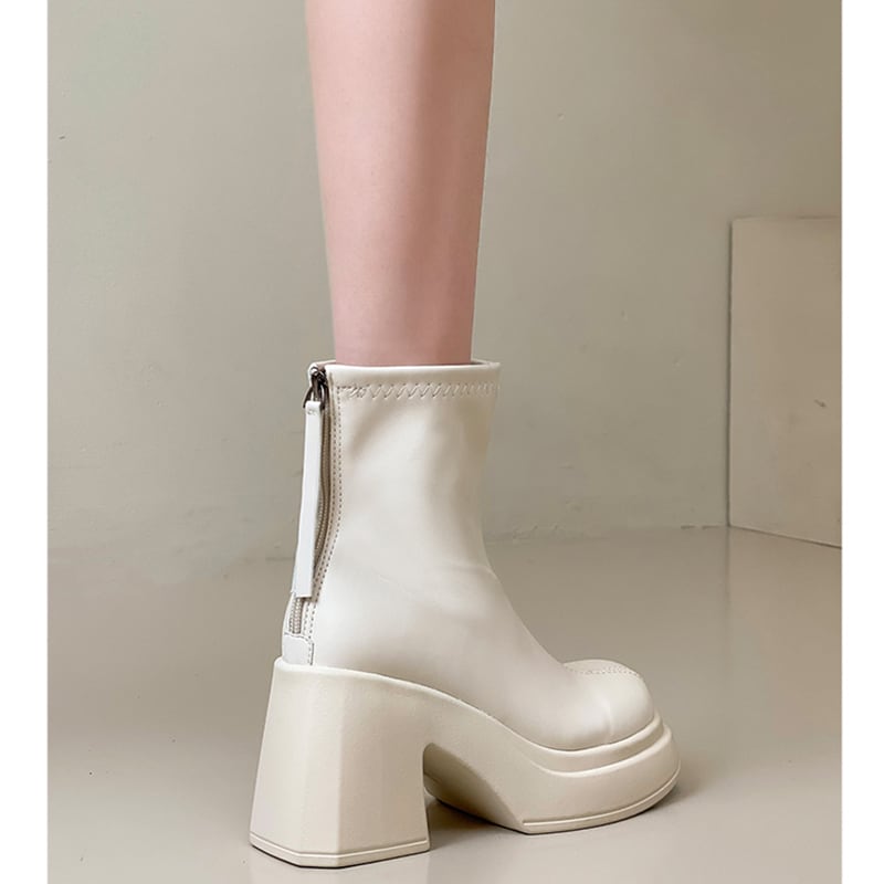 【SSBLシリーズ】ヒール6CM ハイブーツ 2色展開 サイズ35-39 着痩せ おしゃれ ブラック コーヒー色 レトロ レディースブーツ