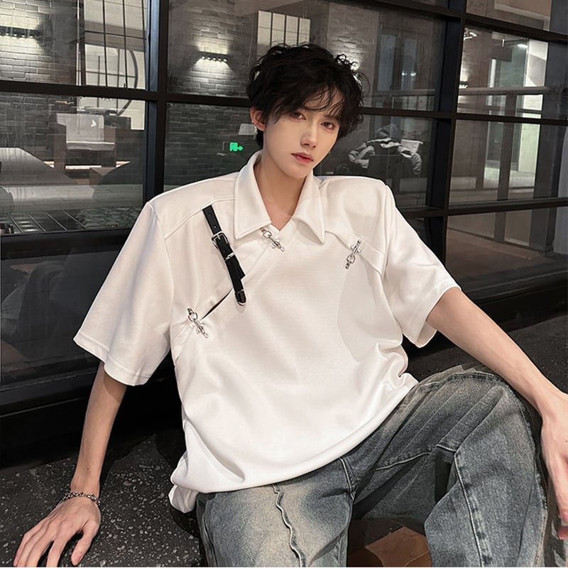 【ZHUIYIシリーズ】半袖Tシャツ トップス メンズ レディース 2色展開 デザイン性あり おしゃれ カジュアル 黒 白