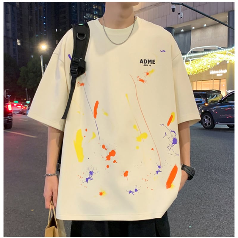 【BIGEMANシリーズ】カジュアル 半袖 Tシャツ 男女兼用 メンズ 大きいサイズ 落書き 2カラー トップス