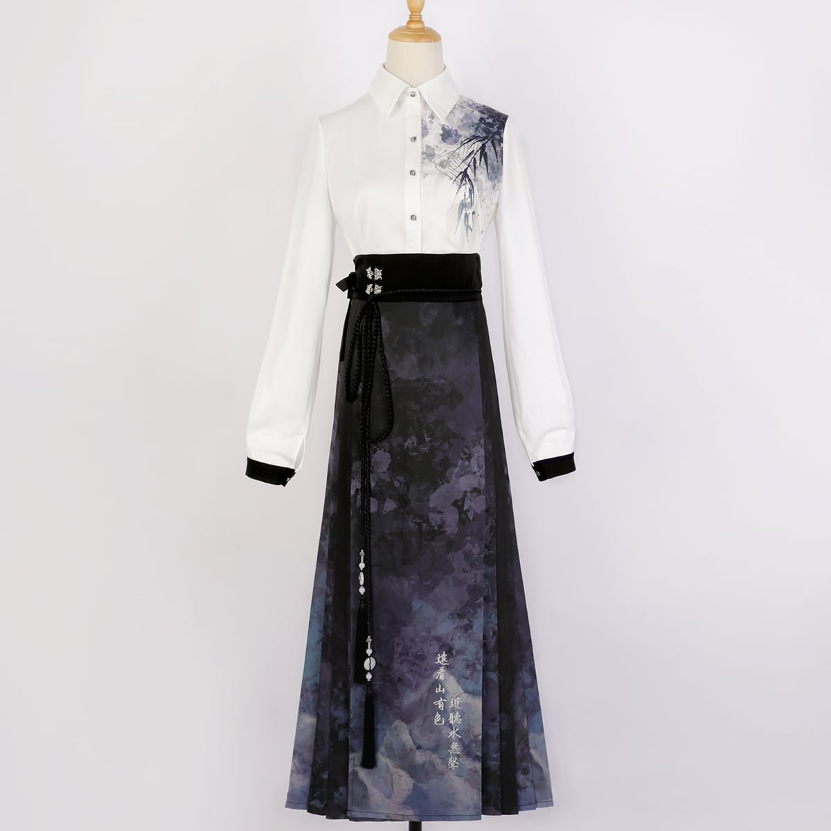 【塵煙雲夢---畫影シリーズ】チャイナ風シャツ トップス 中華服 長袖シャツ 普段着 水墨柄 可愛い おしゃれ
