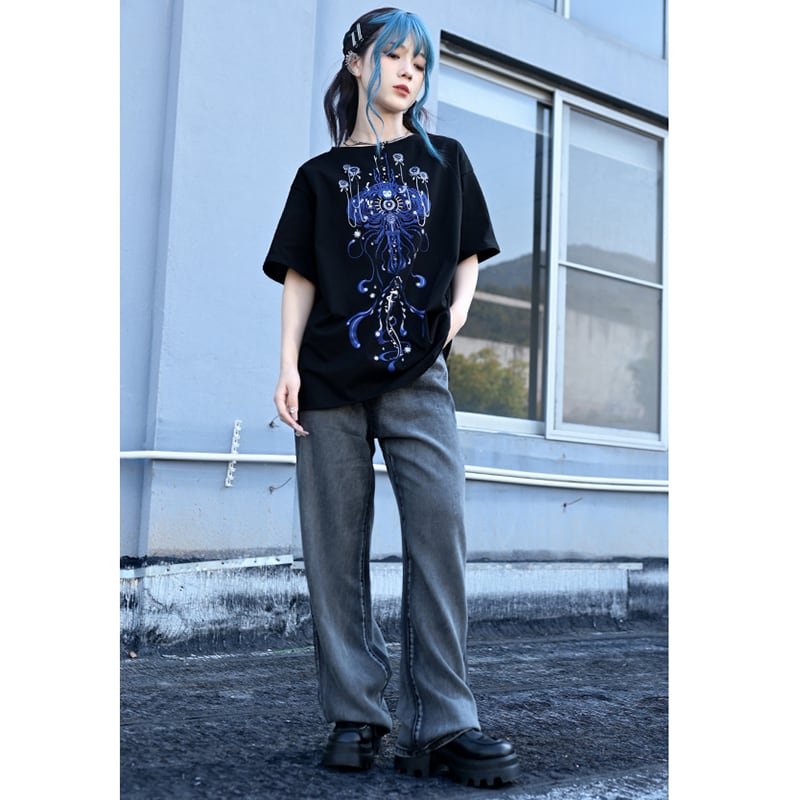 【古怪舍---無聲沼澤シリーズ】★デニムパンツ★ ボトムス ズボン 着痩せ 合わせやすい シンプル