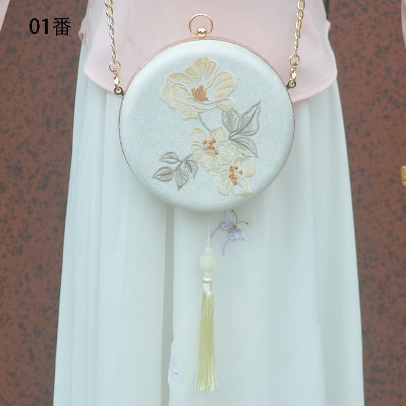 【SHULIシリーズ】チャイナ風 バッグ パーティーバッグ 結婚式 手持ちショルダー 刺繍 サークル 5タイプ選択可