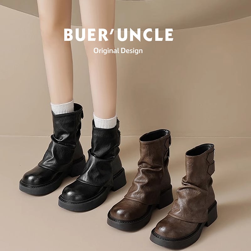 【BUERシリーズ】ヒール5CM ハイブーツ 2色展開 サイズ35-40 おしゃれ 着痩せ ブラック コーヒー色