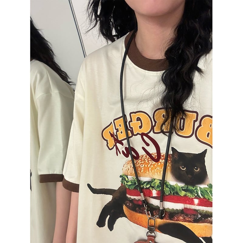 【UATONLINEシリーズ】Tシャツ 半袖 男女兼用 コットン 猫柄 ネコデザイン トップス かわいい 2023新作