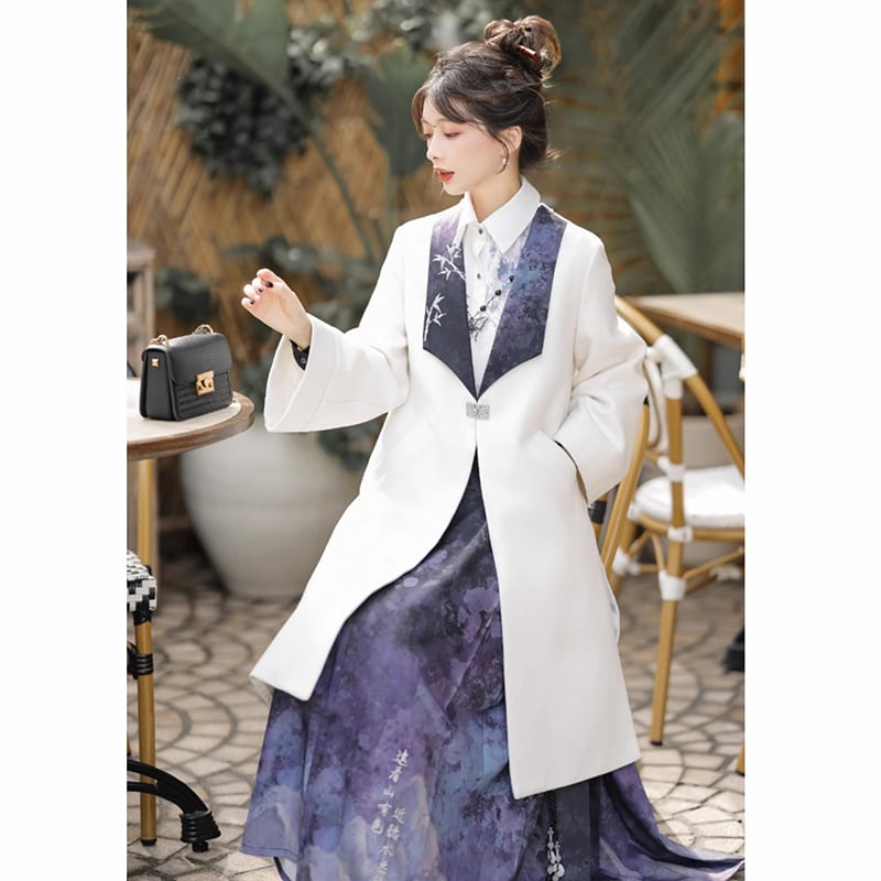 【塵煙雲夢---畫影シリーズ】チャイナ風シャツ トップス 中華服 長袖シャツ 普段着 水墨柄 可愛い おしゃれ