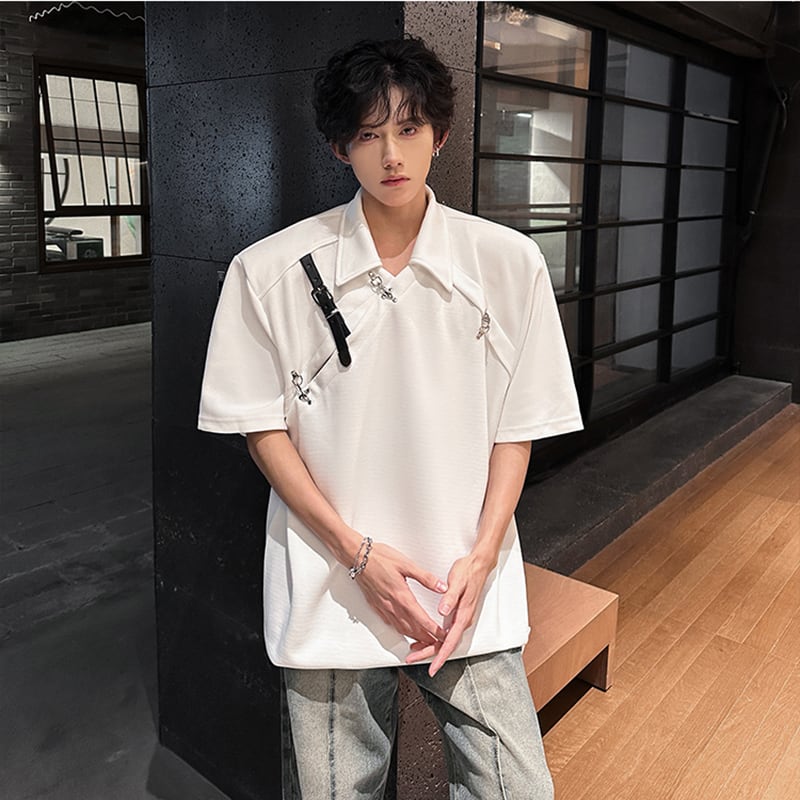 【ZHUIYIシリーズ】半袖Tシャツ トップス メンズ レディース 2色展開 デザイン性あり おしゃれ カジュアル 黒 白