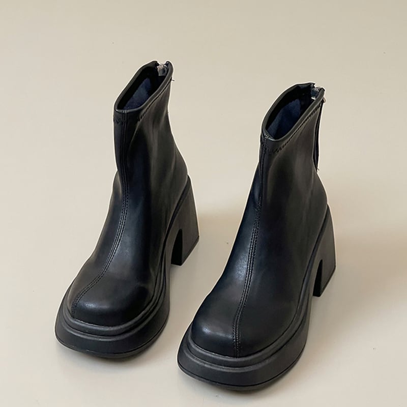【SSBLシリーズ】ヒール6CM ハイブーツ 2色展開 サイズ35-39 着痩せ おしゃれ ブラック コーヒー色 レトロ レディースブーツ