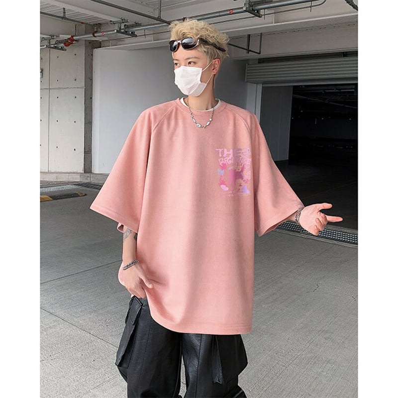 【CEXUリーズ】Tシャツ 半袖 男女兼用 大きいサイズ スエード 猫柄 4色展開 ブラック グレー