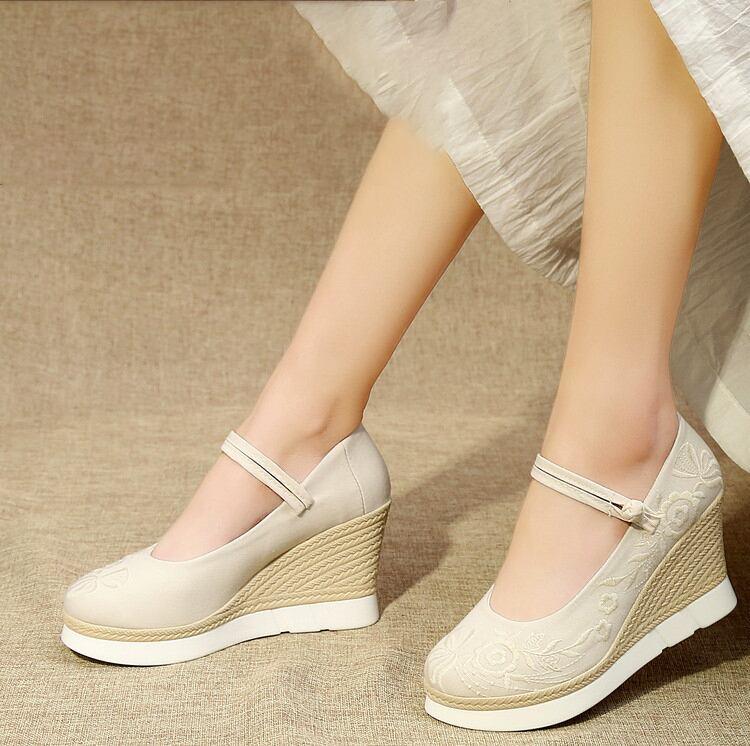 【木卡卡シリーズ】★刺繍靴★ ヒール9CM サイズ34-40 シューズ お靴 チャイナ風靴 ハイヒール - ChinChic