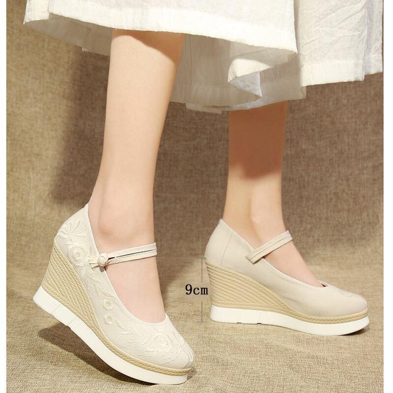 【木卡卡シリーズ】★刺繍靴★ ヒール9CM サイズ34-40 シューズ お靴 チャイナ風靴 ハイヒール - ChinChic