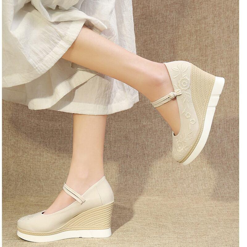 【木卡卡シリーズ】★刺繍靴★ ヒール9CM サイズ34-40 シューズ お靴 チャイナ風靴 ハイヒール - ChinChic