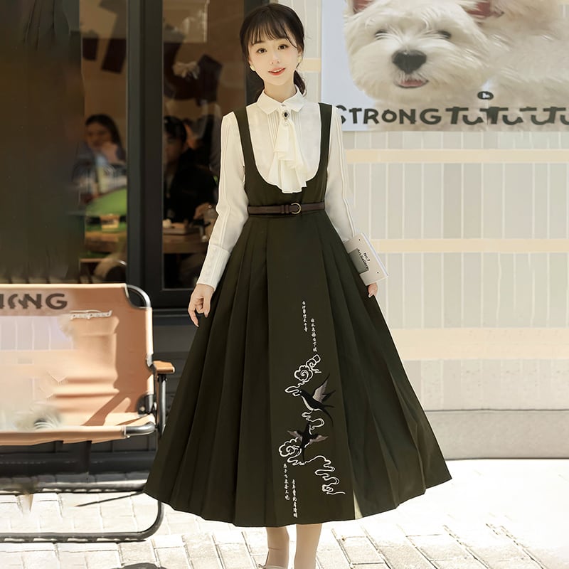 【塵煙雲夢---春不晚シリーズ】チャイナ風つりワンピース 漢服ワンピース 漢元素 レディースファッション