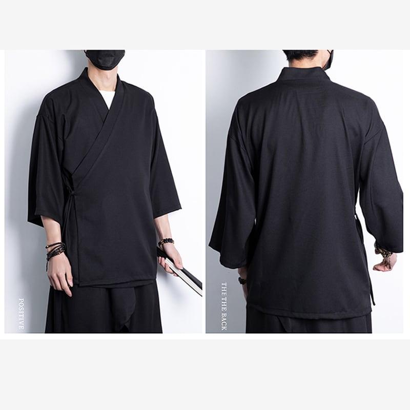 【MUFENGシリーズ】★無地★ チャイナ風 法被 男女兼用 大きい サイズ 2色展開 メンズ ブラック&ホワイト ChinChic