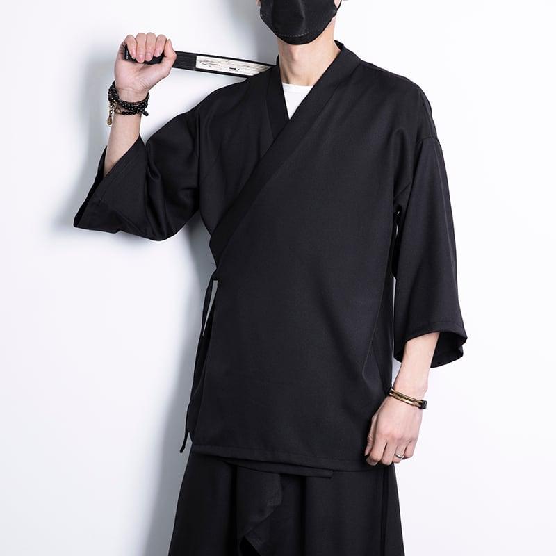 【MUFENGシリーズ】★無地★ チャイナ風 法被 男女兼用 大きい サイズ 2色展開 メンズ ブラック&ホワイト ChinChic