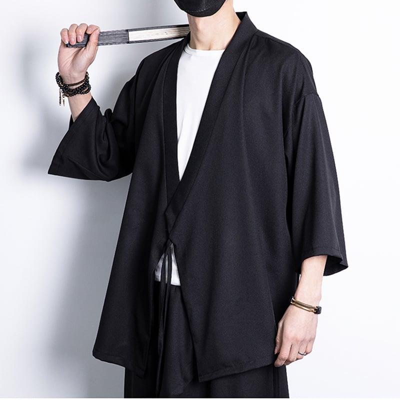 【MUFENGシリーズ】★無地★ チャイナ風 法被 男女兼用 大きい サイズ 2色展開 メンズ ブラック&ホワイト ChinChic