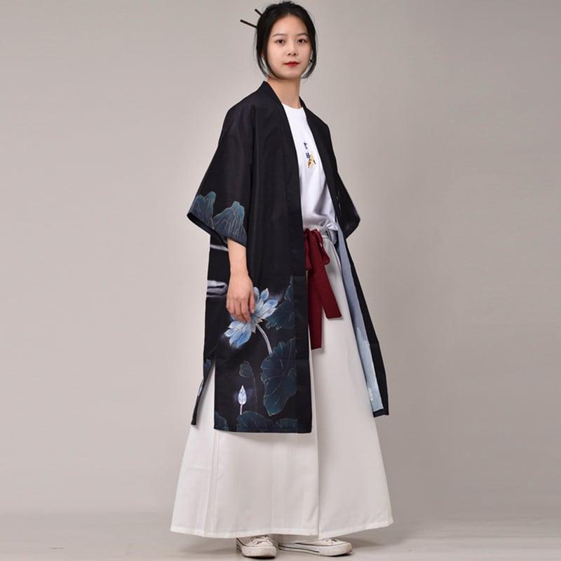 【PINZHIシリーズ】★チャイナ風の鶴柄法被★ トップス 2色展開 男女兼用 メンズ向け 大きいサイズ 薄手 着物デート用 花火大会 ChinChic