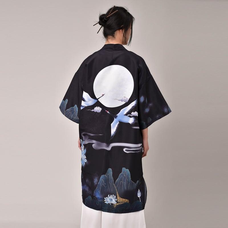 【PINZHIシリーズ】★チャイナ風の鶴柄法被★ トップス 2色展開 男女兼用 メンズ向け 大きいサイズ 薄手 着物デート用 花火大会 ChinChic