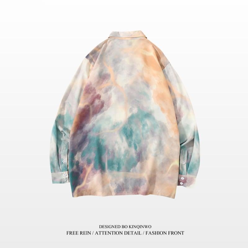 【XIAOGUWANシリーズ】✿レトロスタイルの花柄入り落書きプリント長袖シャツ★ 大人気トップス★ S M L XL 2XL ChinChic