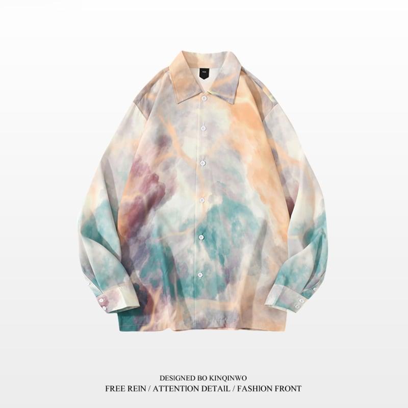 【XIAOGUWANシリーズ】✿レトロスタイルの花柄入り落書きプリント長袖シャツ★ 大人気トップス★ S M L XL 2XL ChinChic