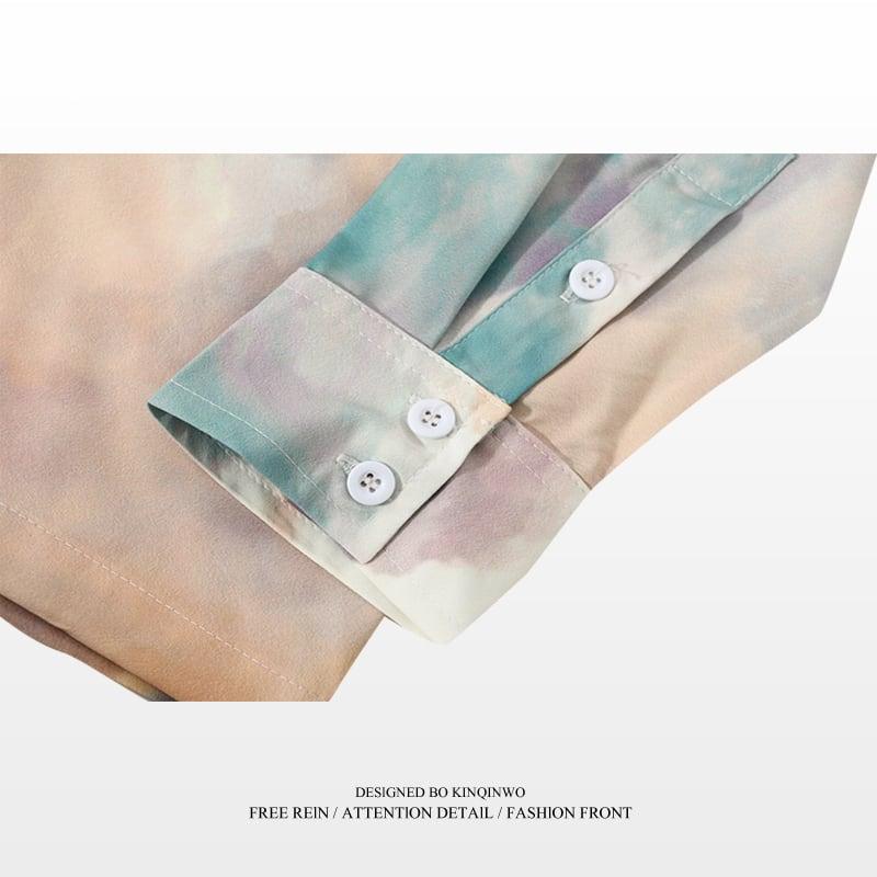 【XIAOGUWANシリーズ】✿レトロスタイルの花柄入り落書きプリント長袖シャツ★ 大人気トップス★ S M L XL 2XL ChinChic