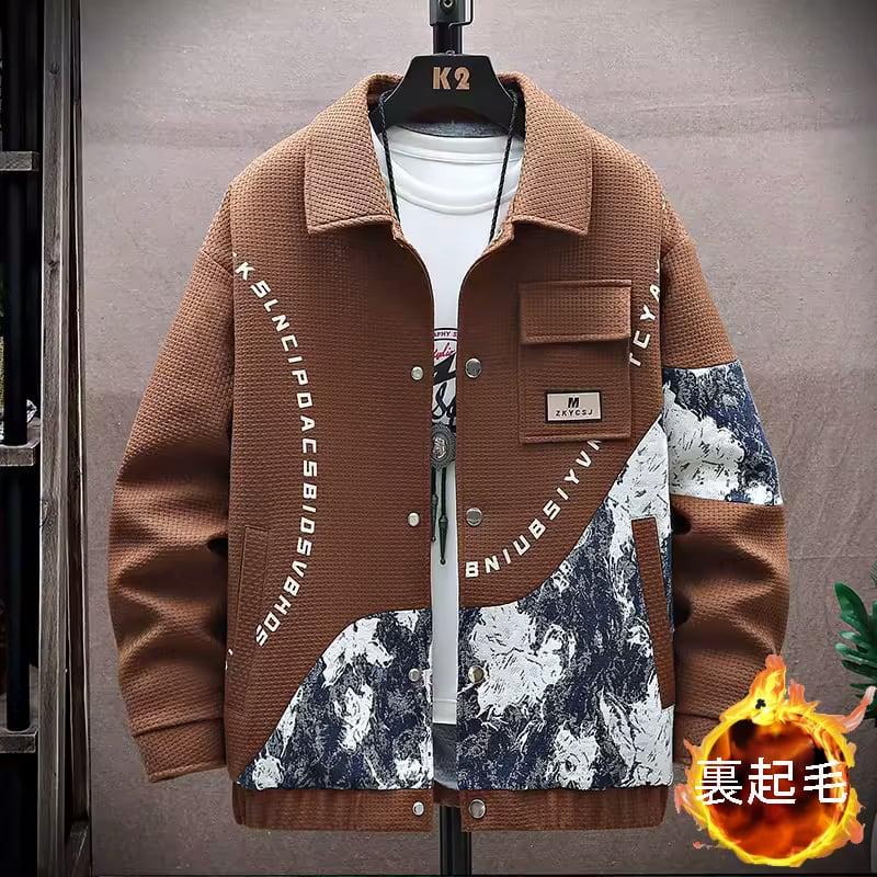 【ZSSシリーズ】★裏地起毛仕様のジップアップジャケット★ 3色展開 アウターウェア スタイリッシュ 切り替え ペインティング調デザイン 男女OK メンズ プラスサイズ カジュアル ChinChic