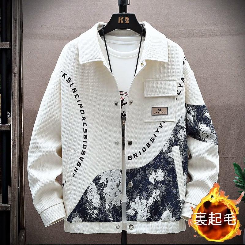 【ZSSシリーズ】★裏地起毛仕様のジップアップジャケット★ 3色展開 アウターウェア スタイリッシュ 切り替え ペインティング調デザイン 男女OK メンズ プラスサイズ カジュアル ChinChic