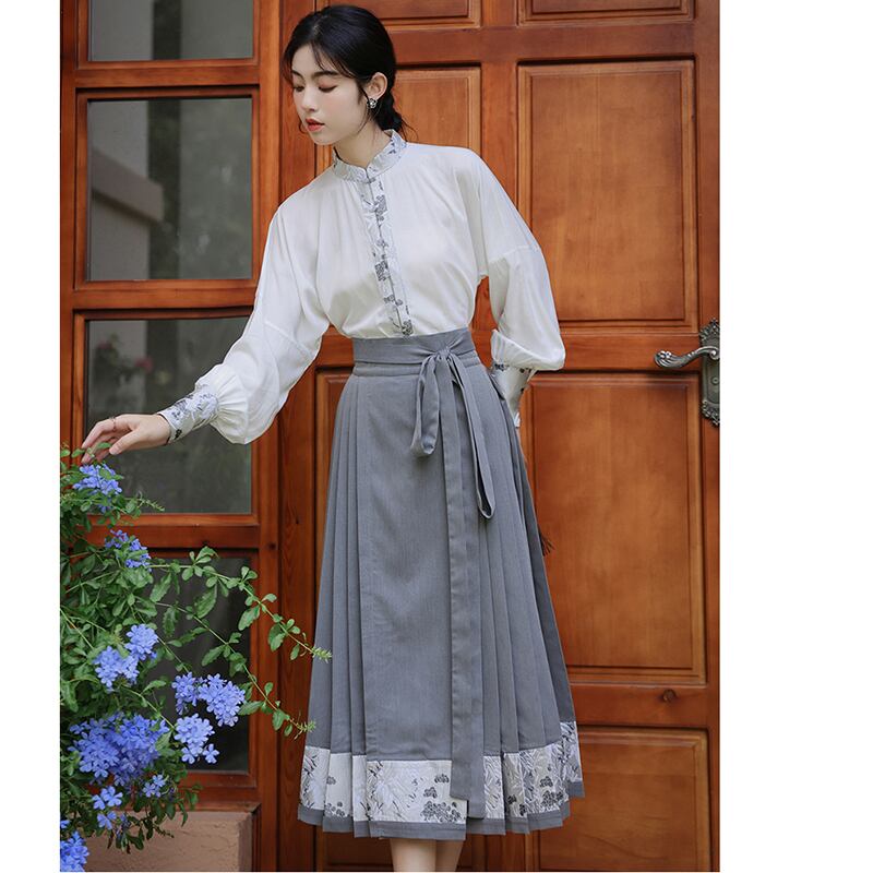 【WUJIAシリーズ】チャイナ風長袖シャツ トップス 漢元素 夏服 気質アップ S M L 切り替え