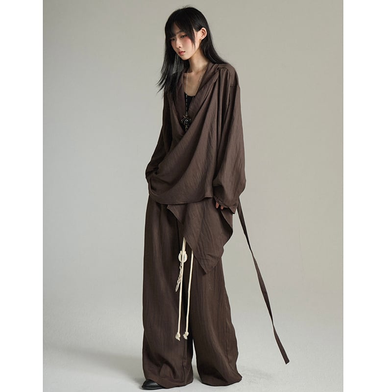 【FG721シリーズ】★チャイナ風トップス★ 3COLOR シャツ 長袖シャツ シンプル 男女兼用 メンズ Vネック