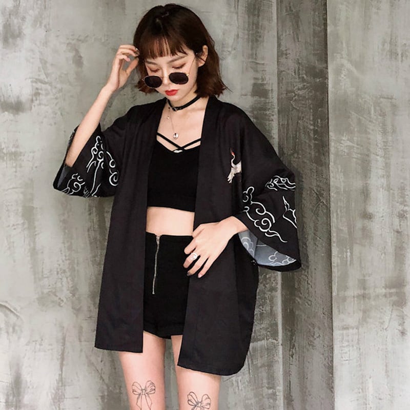 【潮我看シリーズ】和風 原宿風 ゆったり カーディガン 七分袖 レトロ 男女兼用 メンズ カップル服