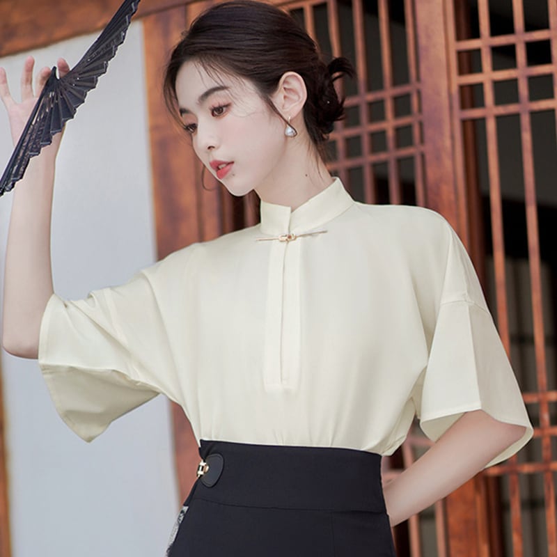 【BRMFUGUシリーズ】チャイナ風シャツ トップス 気質アップ 中華服 レトロ シンプル レディース 春夏ファッション