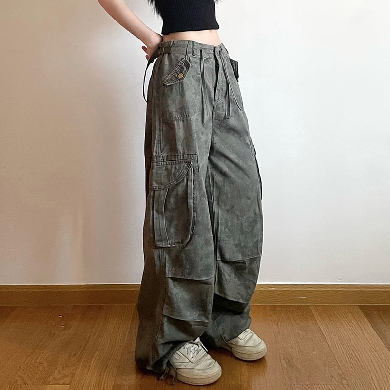 【WEEKEEPシリーズ】カジュアルパンツ レディース レトロ 迷彩柄 ワークパンツ カーゴパンツ ズボン ボトムス