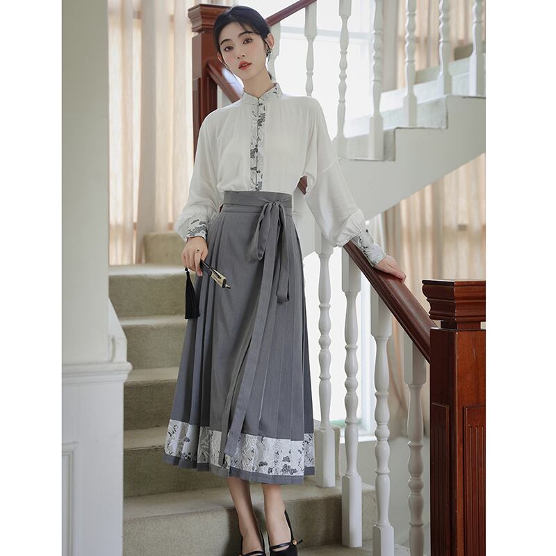【WUJIAシリーズ】チャイナ風長袖シャツ トップス 漢元素 夏服 気質アップ S M L 切り替え