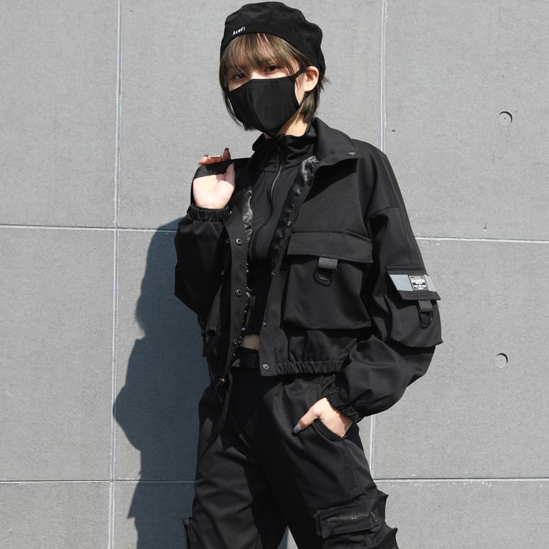 【HEIDIANシリーズ】ショート丈アウター ジャケット おしゃれ デザイン性あり ブラック 黒 M L XL 2XL