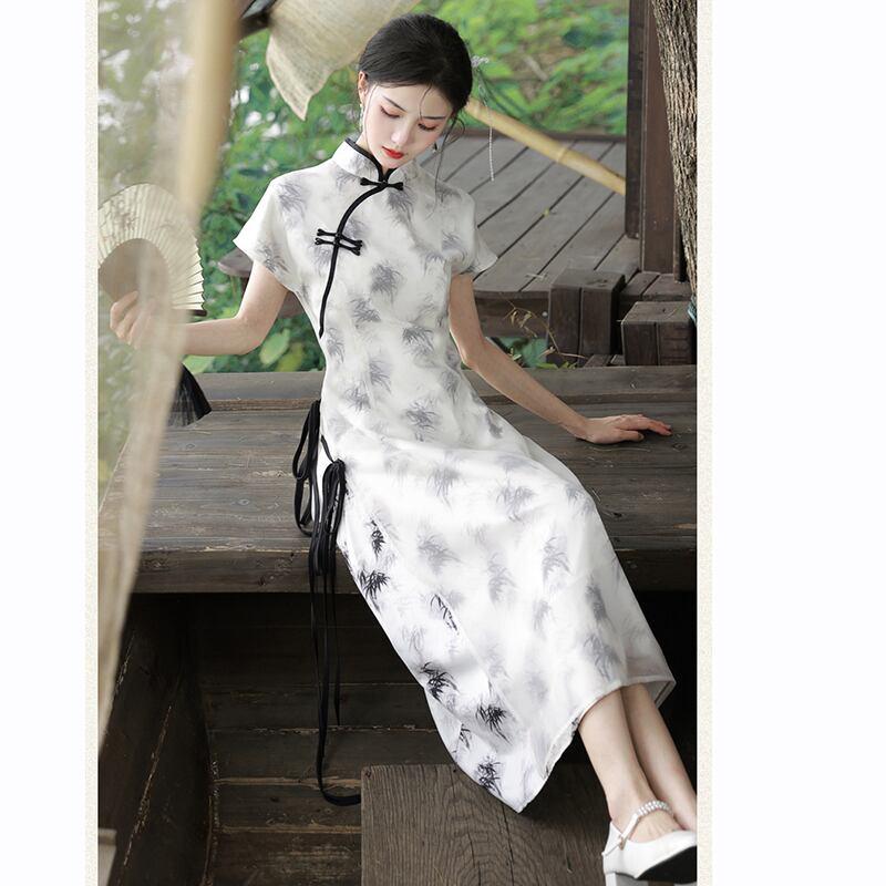 【BAIRIMENGシリーズ】★チャイナ風ワンピース★ トップス 半袖 シフォン 夏服 気質アップ エレガント - ChinChic