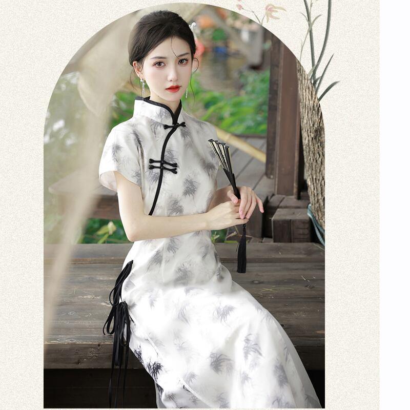 【BAIRIMENGシリーズ】★チャイナ風ワンピース★ トップス 半袖 シフォン 夏服 気質アップ エレガント - ChinChic