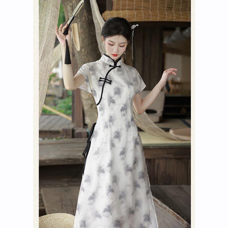 【BAIRIMENGシリーズ】★チャイナ風ワンピース★ トップス 半袖 シフォン 夏服 気質アップ エレガント - ChinChic