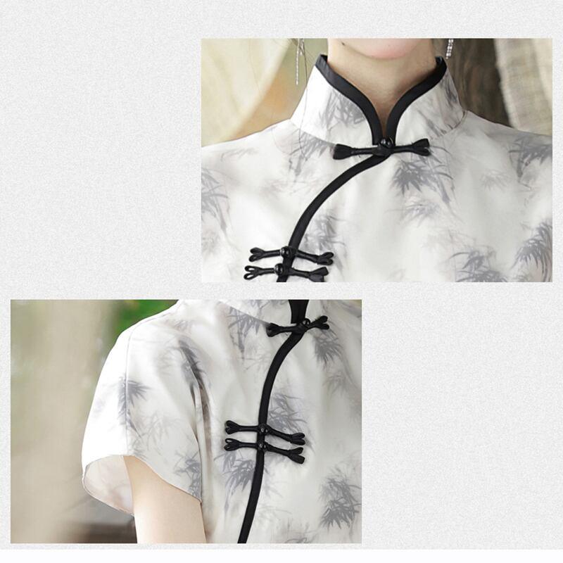 【BAIRIMENGシリーズ】★チャイナ風ワンピース★ トップス 半袖 シフォン 夏服 気質アップ エレガント - ChinChic