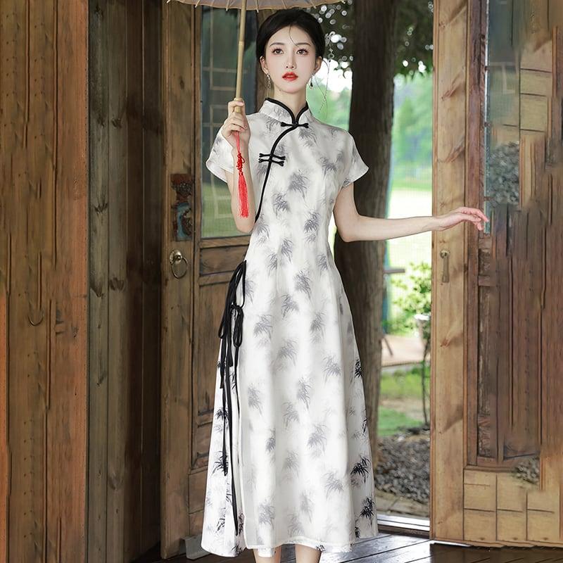 【BAIRIMENGシリーズ】★チャイナ風ワンピース★ トップス 半袖 シフォン 夏服 気質アップ エレガント - ChinChic