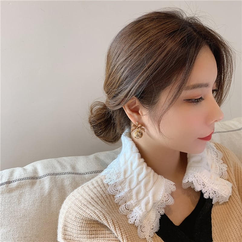 【QCWリーズ】可愛い豹柄リボンピアス 耳飾り 小物 個性的 ペア合わせやすい