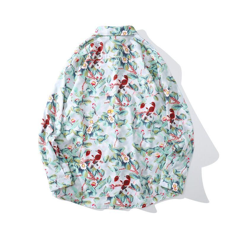 【BCBGHシリーズ】★油絵風シャツ★ トップス 長袖シャツ 春夏 M L XL 2XL 男女兼用 メンズ 文芸スタイル - ChinChic