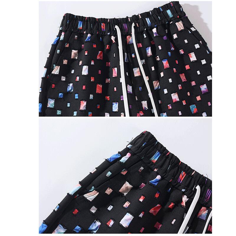 【BIGEMANシリーズ】★セットアップ★ シャツ+短パン 2COLOR チェック柄 男女兼用 メンズ 大きいサイズ ホワイトブラック - ChinChic