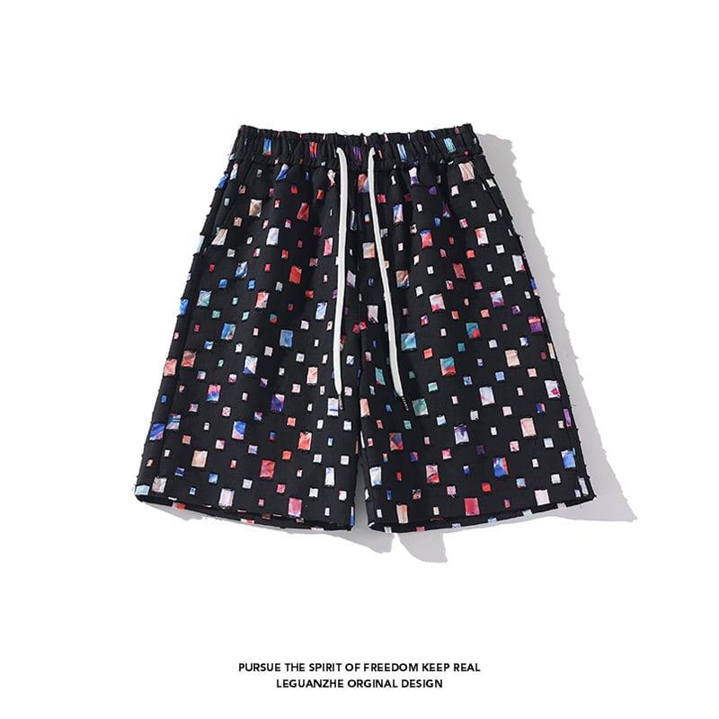 【BIGEMANシリーズ】★セットアップ★ シャツ+短パン 2COLOR チェック柄 男女兼用 メンズ 大きいサイズ ホワイトブラック - ChinChic