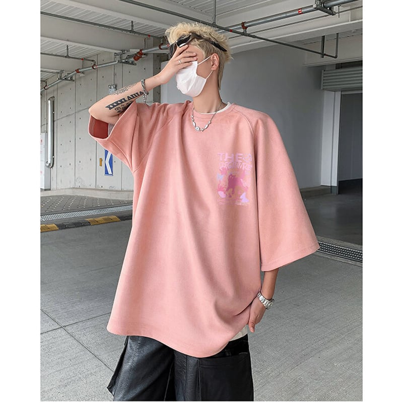 【CEXUリーズ】Tシャツ 半袖 男女兼用 大きいサイズ スエード 猫柄 4色展開 ブラック グレー