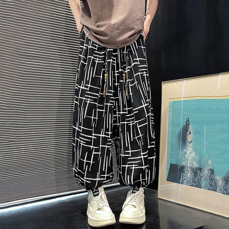 【ZHEYUANシリーズ】チャイナ風ズボン 2色 カジュアルパンツ 男女兼用 メンズ 大きいサイズ プリント ボトムス