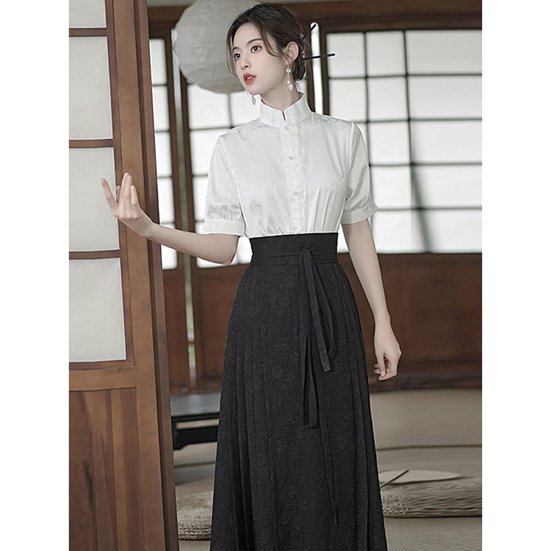 【BAIRIMENGシリーズ】チャイナ風シャツ トップス 夏服 おしゃれ ホワイト 白い 着回し 効く