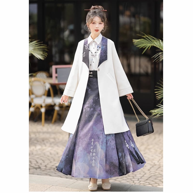 【塵煙雲夢---畫影シリーズ】チャイナ風シャツ トップス 中華服 長袖シャツ 普段着 水墨柄 可愛い おしゃれ
