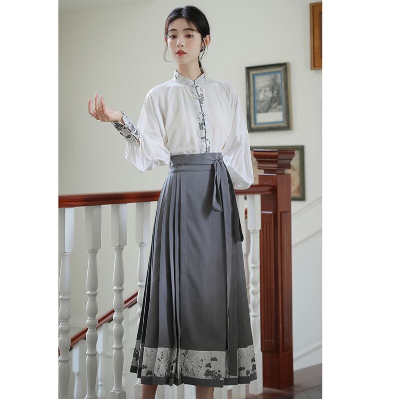 【WUJIAシリーズ】チャイナ風長袖シャツ トップス 漢元素 夏服 気質アップ S M L 切り替え