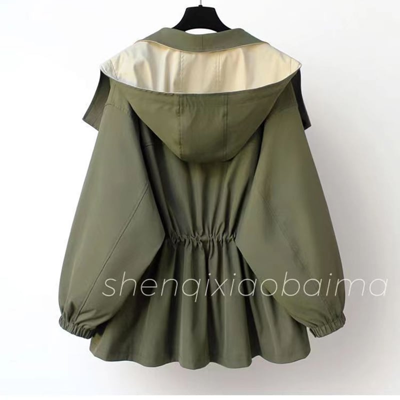 【SHENQIシリーズ】3色 フェイクレイヤード 帽子付き レディース アウター ジャケット